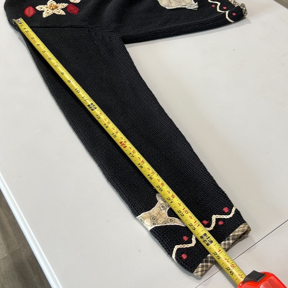 Vintage Orivis ramie cardigan sweater Medium floral animals patch embroidered - Picture 14 of 16